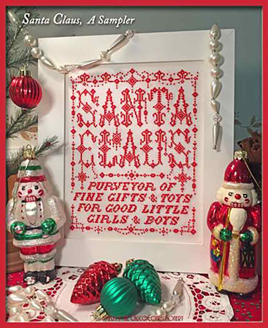 A stitched preview of the counted cross stitch pattern Santa Claus, A Sampler by The Calico Confectionery