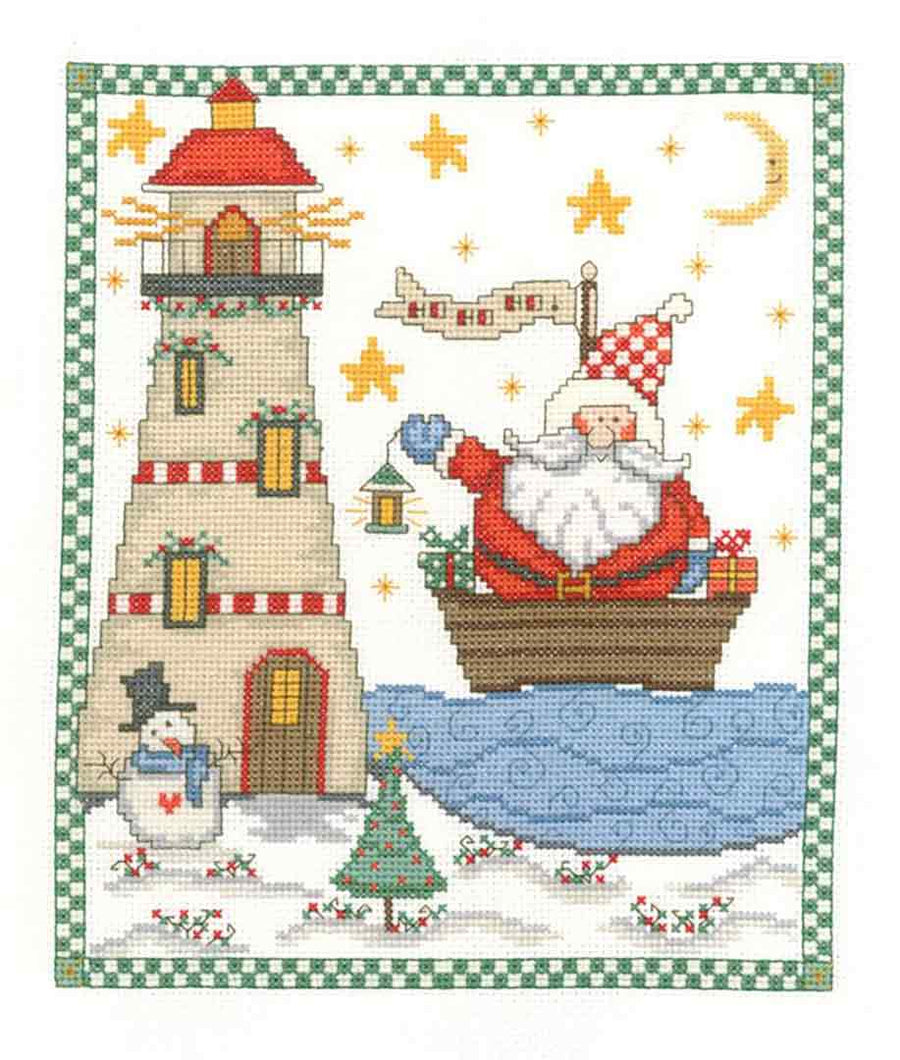 A stitched preview of the counted cross stitch pattern Santa's Light by Gail Bussi