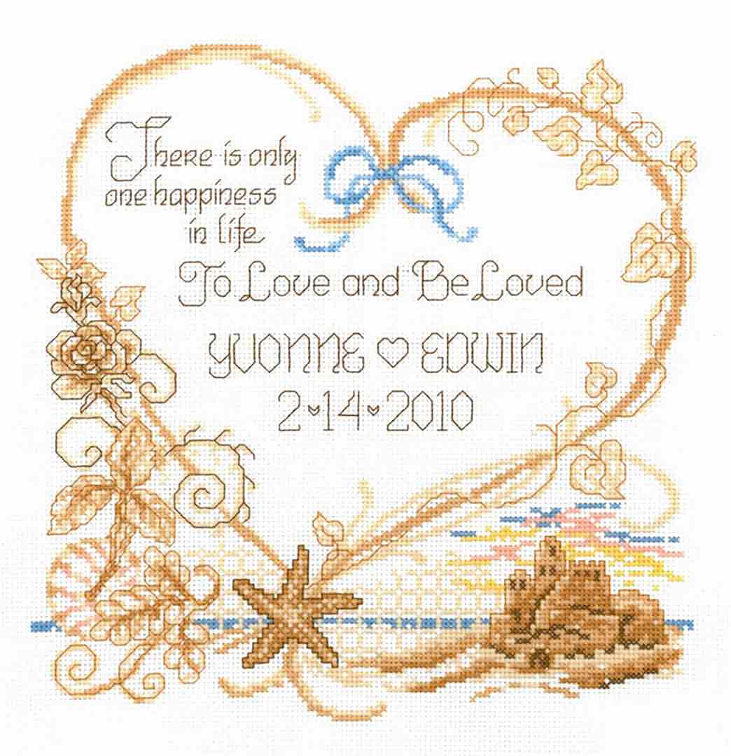A stitched preview of the counted cross stitch pattern Seaside Wedding by Ursula Michael