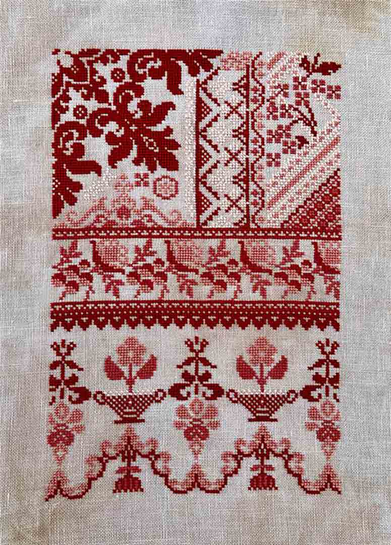 A stitched preview of the counted cross stitch pattern Seasons In Lace - Spring by Jan Hicks Creates