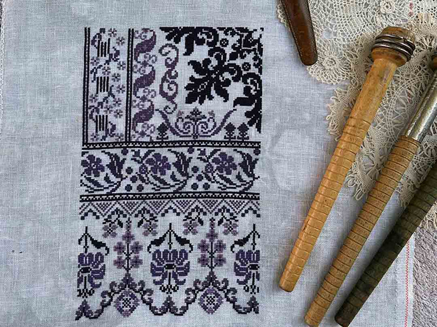 A stitched preview of the counted cross stitch pattern Seasons In Lace - Summer by Jan Hicks Creates