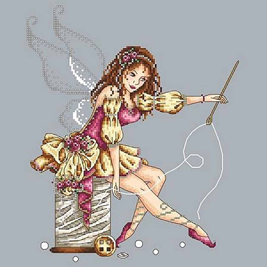 A stitched preview of the counted cross stitch pattern Sewing Fairy by Shannon Christine Designs