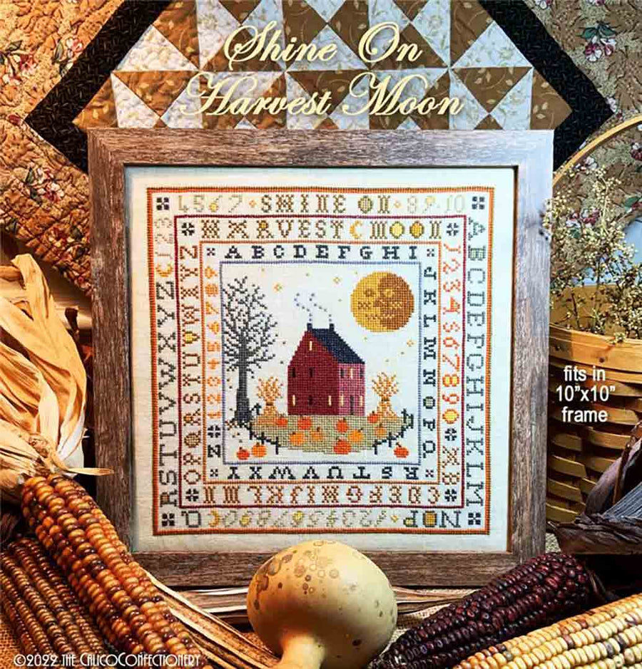 A stitched preview of the counted cross stitch pattern Shine On Harvest Moon by The Calico Confectionery