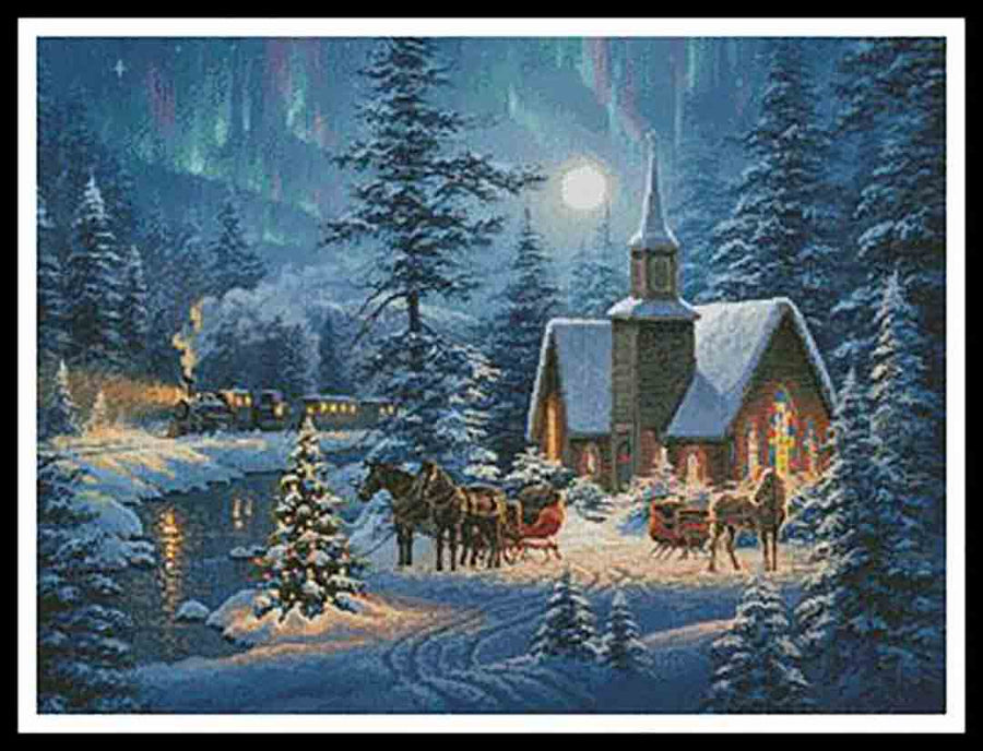 A stitched preview of the counted cross stitch pattern Silent Night by Artecy Cross Stitch