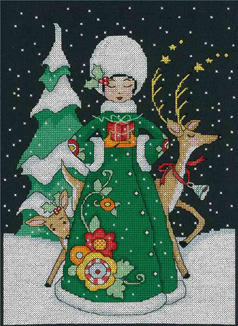 A stitched preview of the counted cross stitch pattern Small Gift by Mary Engelbreit