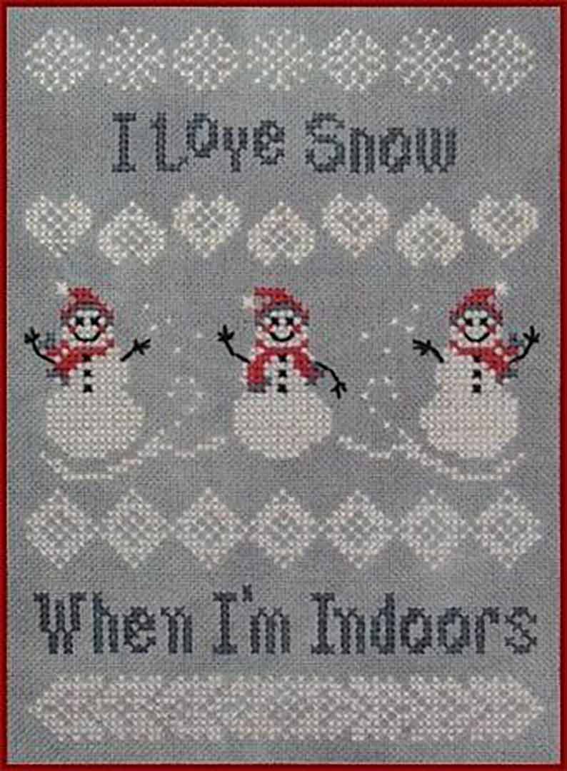 A stitched preview of the counted cross stitch pattern Snow by Janis Lockhart