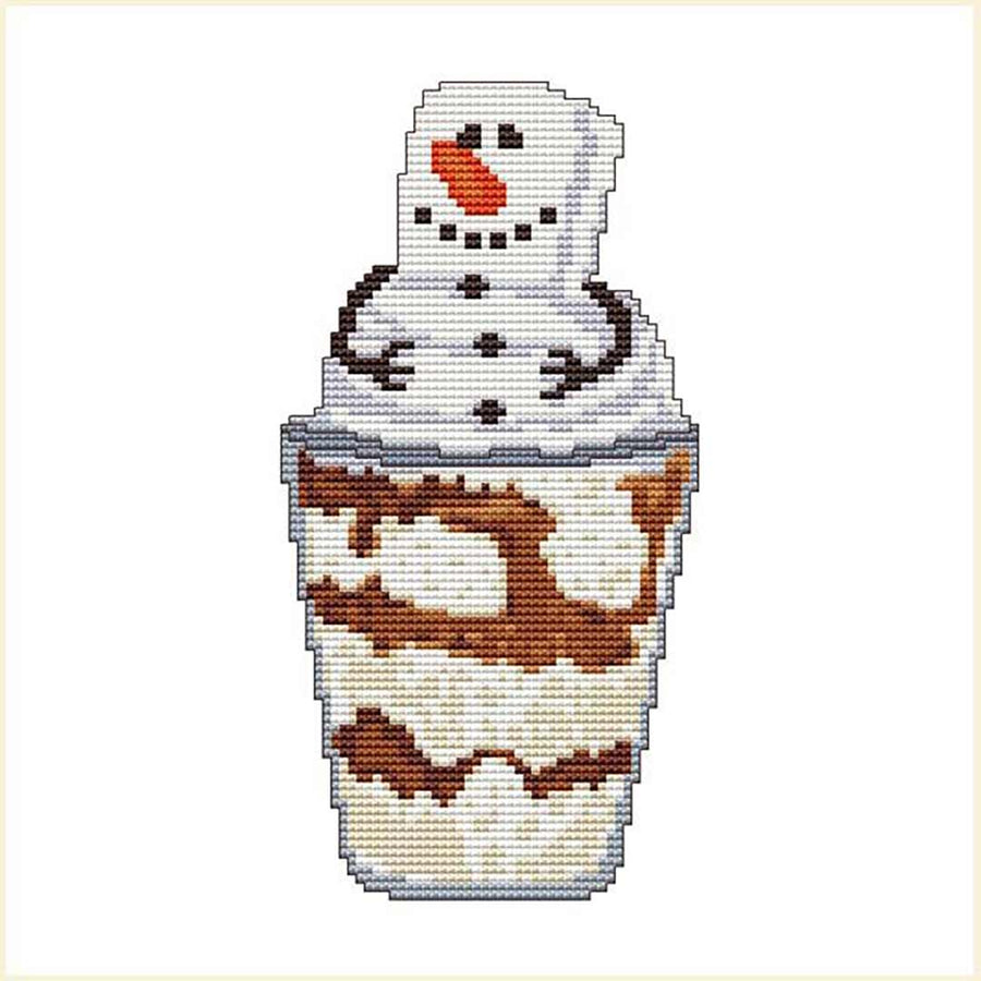 A stitched preview of the counted cross stitch pattern by Snowman Delight by Marcia Manning