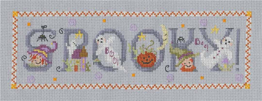 A stitched preview of the counted cross stitch pattern Spooky! by Gail Bussi