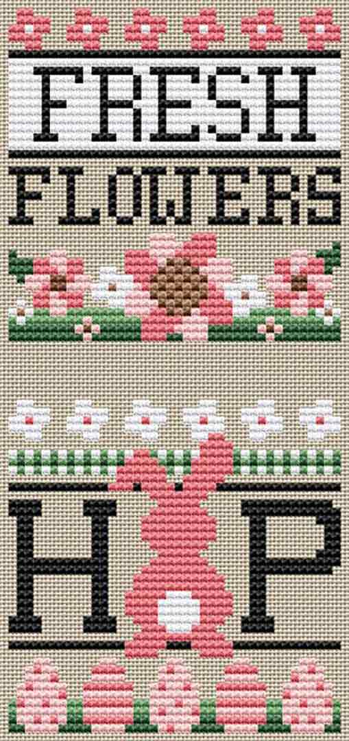 A stitched preview of the counted cross stitch pattern Spring Collection 2 by Erin Elizabeth Designs