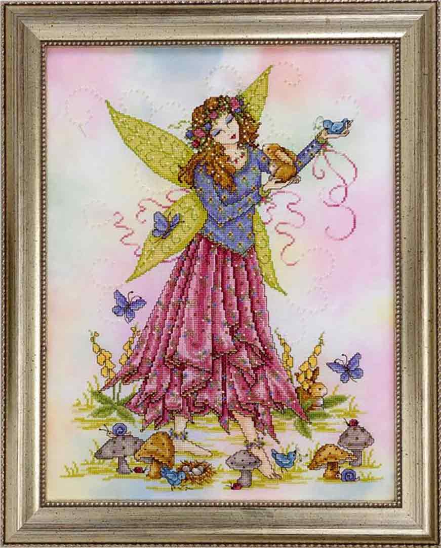 A stitched preview of the counted cross stitch pattern Spring Fairy by Joan A Elliott