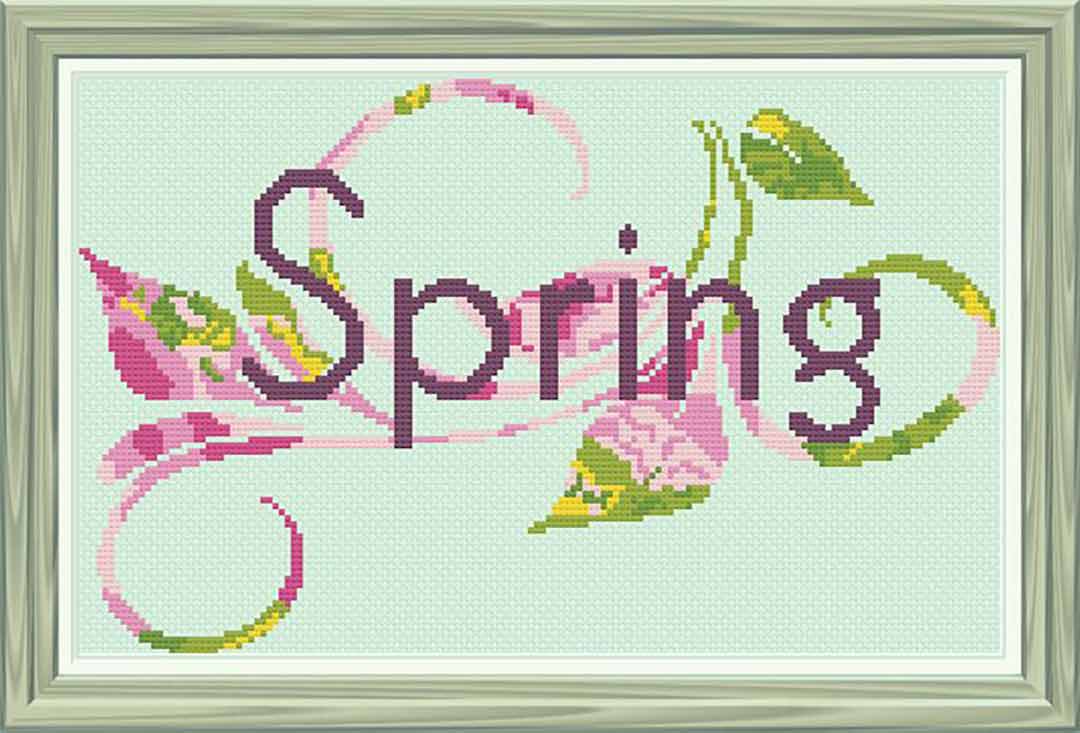 A stitched preview of the counted cross stitch pattern Spring Flourish by Jan Hicks Creates