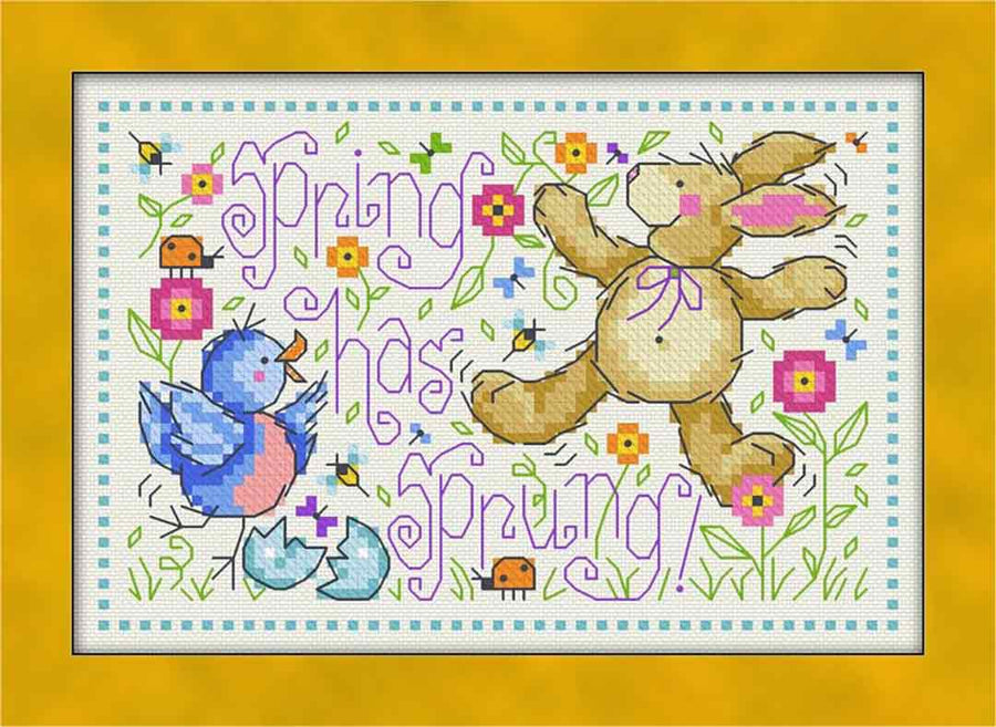 A stitched preview of the counted cross stitch pattern Spring Has Sprung! by Joan A Elliott