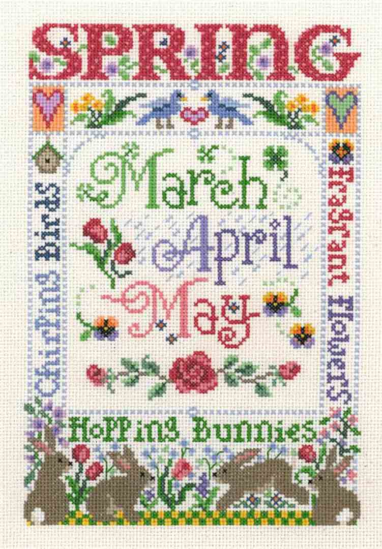 A stitched preview of the counted cross stitch pattern Spring Season by Sandra Cozzolino