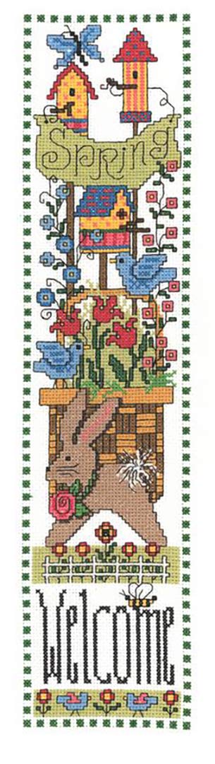 A stitched preview of the counted cross stitch pattern Spring Welcome by Diane Arthurs