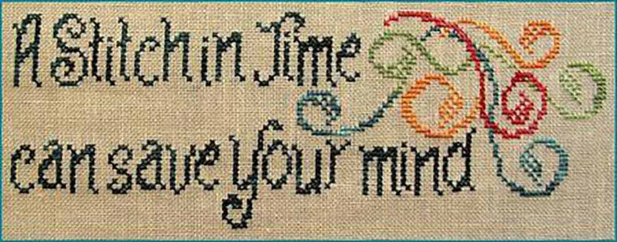 A stitched preview of the counted cross stitch pattern Stitch In Time by Janis Lockhart