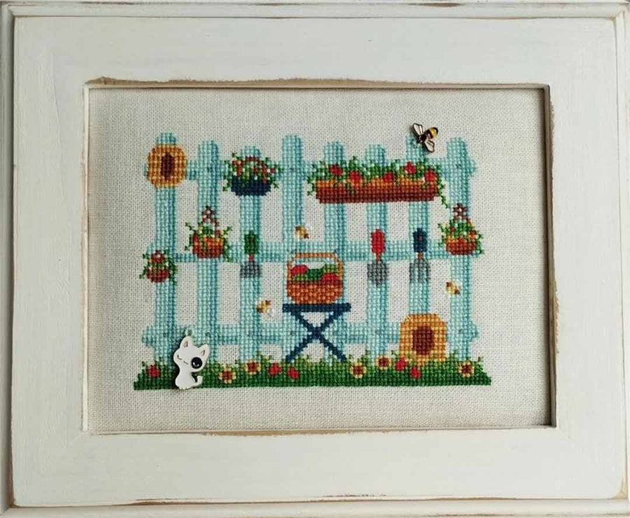 A stitched preview of the counted cross stitch pattern Summer Garden by Kate Spiridonova