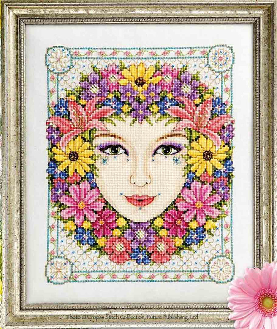 A stitched preview of the counted cross stitch pattern Summer Goddess by Joan A Elliott