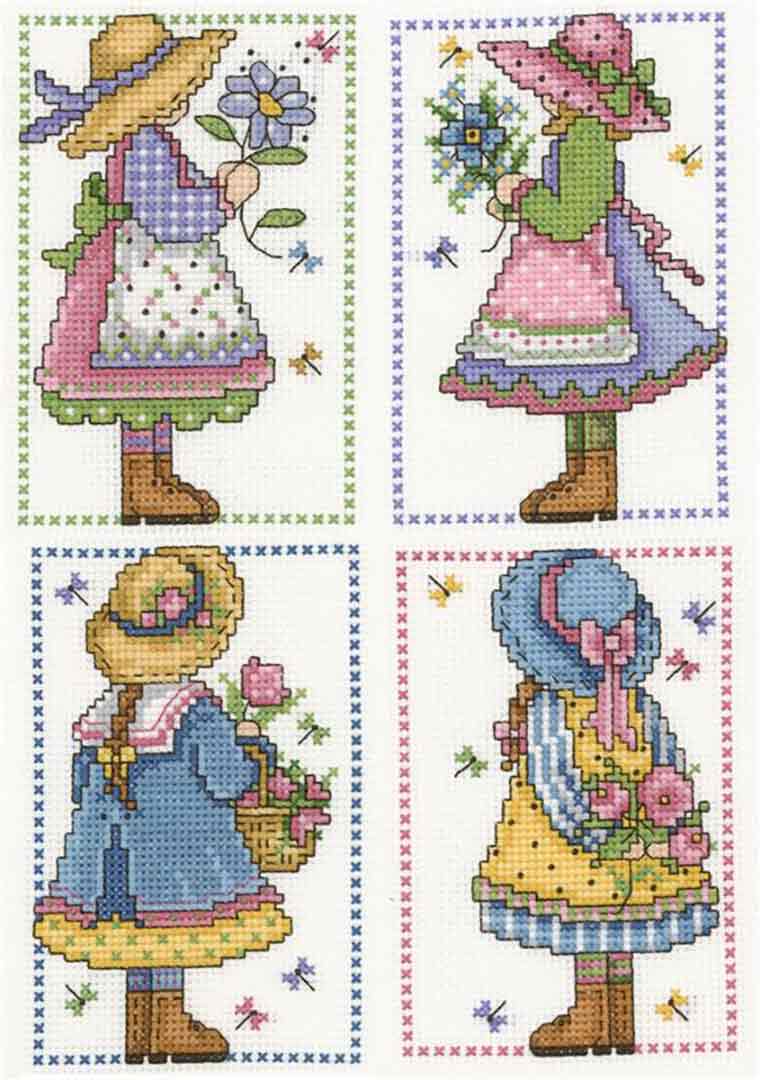 A stitched preview of the counted cross stitch pattern Sweet And Simple by Joan A Elliott