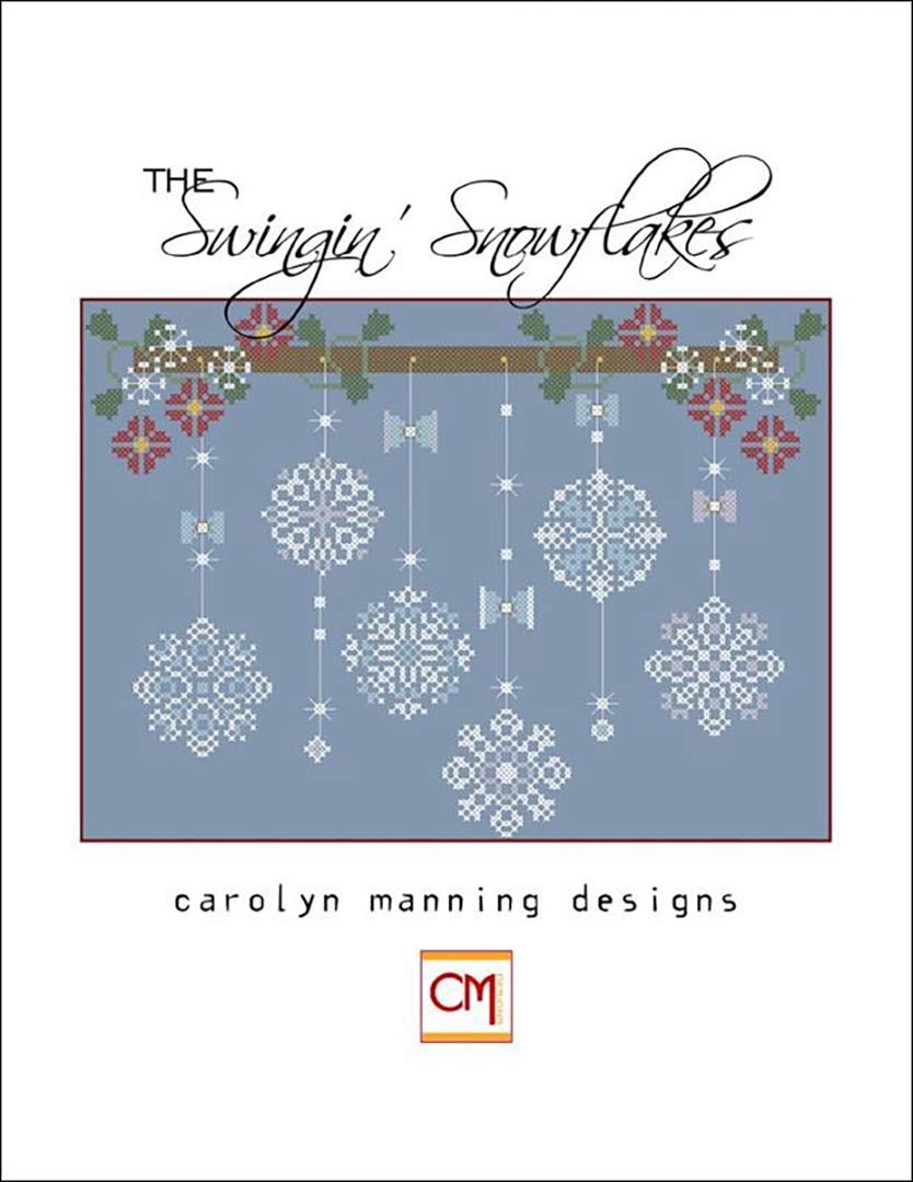 A stitched preview of the counted cross stitch pattern Swing In Snowflakes by Carolyn Manning Designs