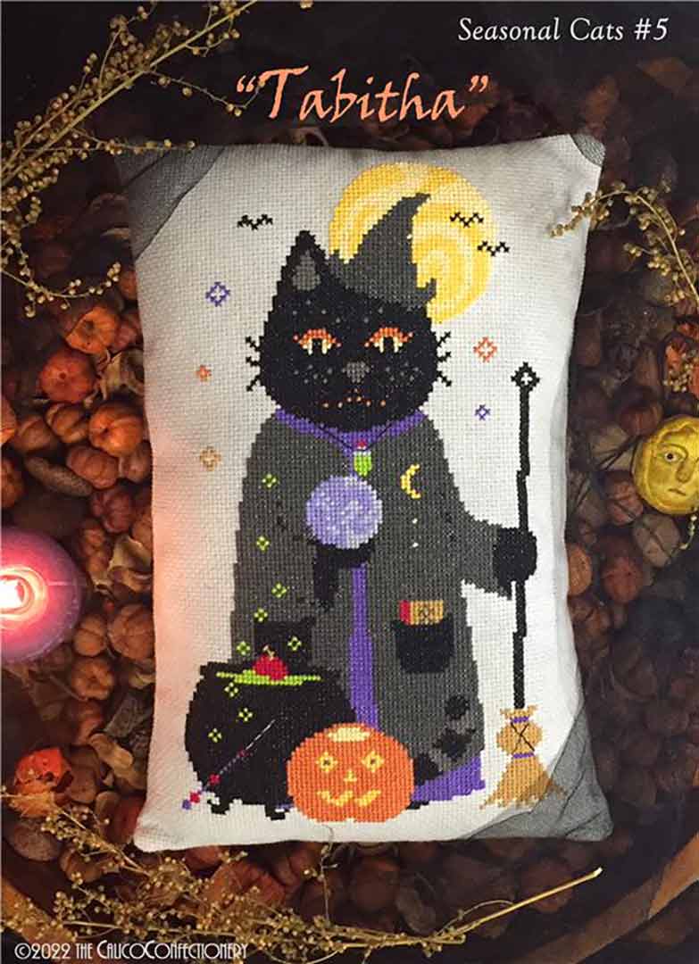 A stitched preview of the counted cross stitch pattern Tabitha by The Calico Confectionery
