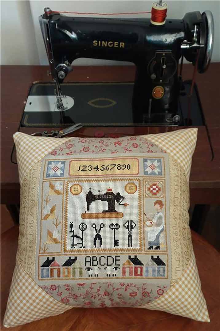 A stitched preview of the counted cross stitch pattern The Crafter's Journey by Twin Peak Primitives