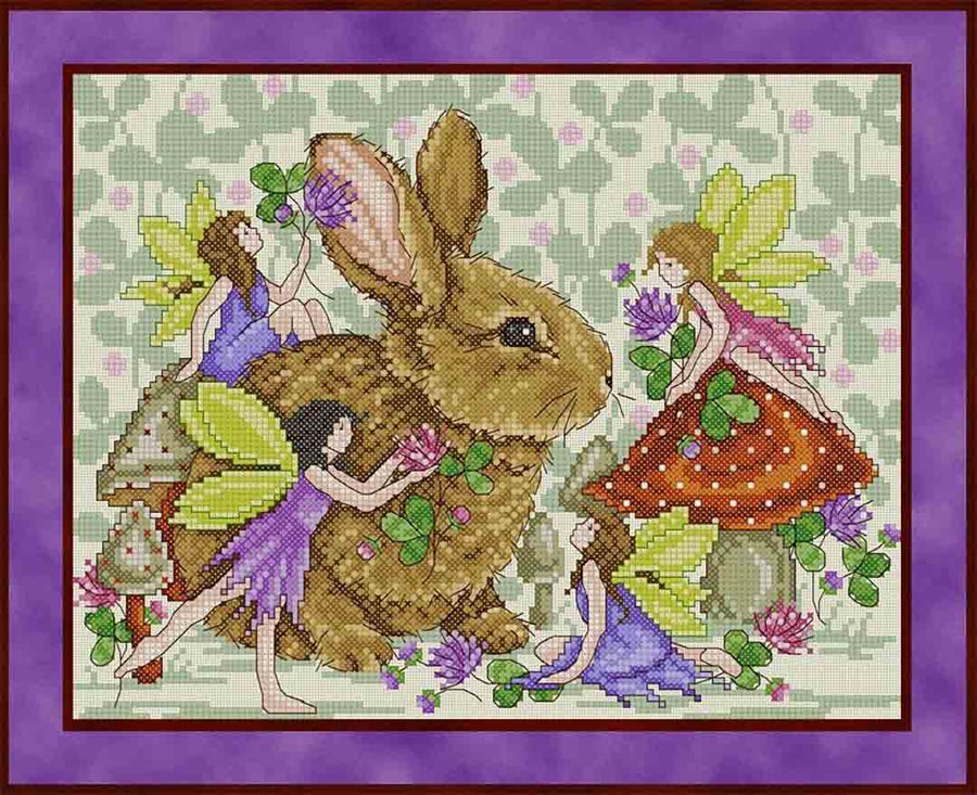 A stitched preview of the counted cross stitch pattern The Enchanted Garden by Joan A Elliott