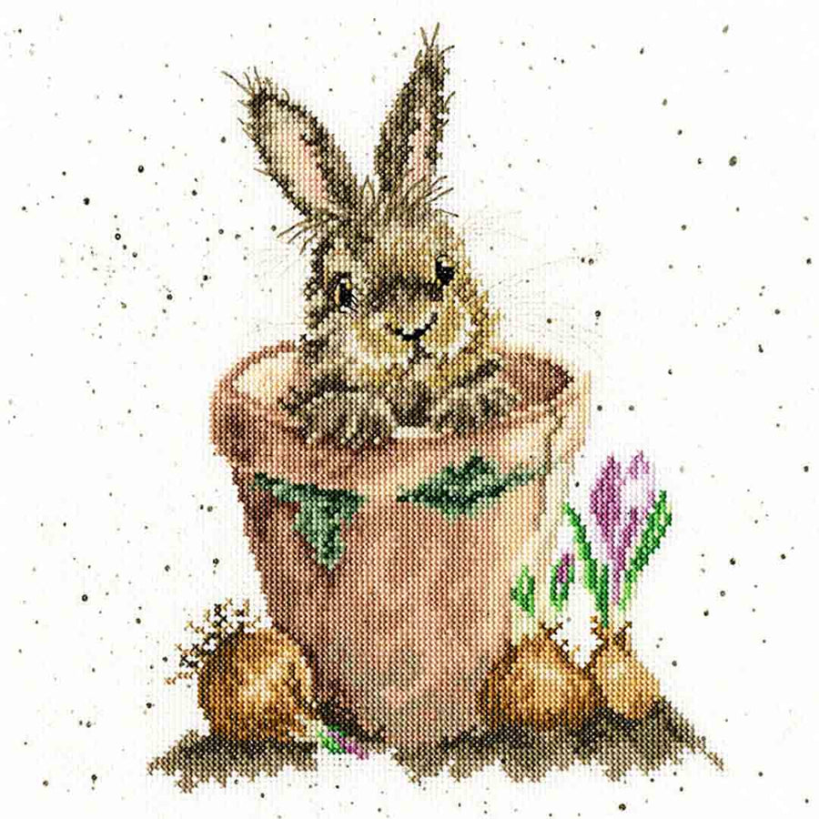Stitched preview of The Flower Pot Counted Cross Stitch Kit