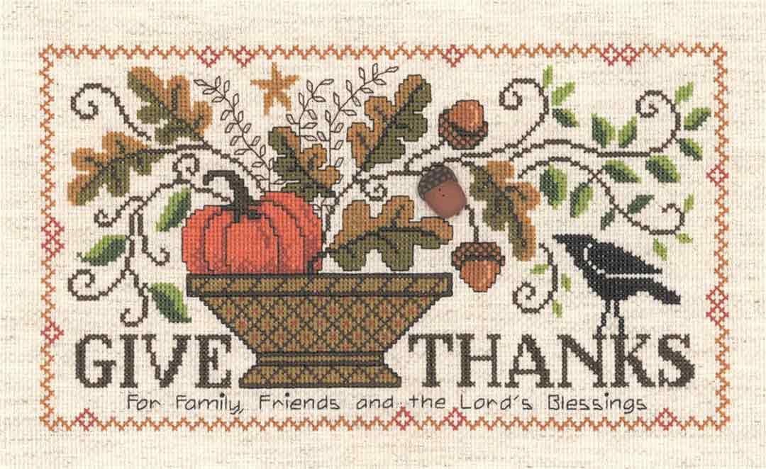 A stitched preview of the counted cross stitch pattern The Lord's Blessing by Diane Arthurs