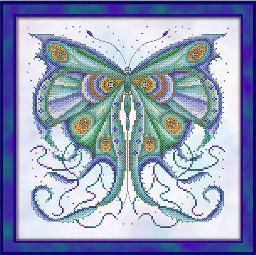 A stitched preview of the counted cross stitch pattern The Magical Butterfly by Joan A Elliott