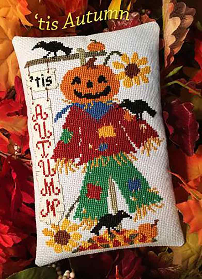 A stitched preview of the counted cross stitch pattern Tis Autumn by The Calico Confectionery