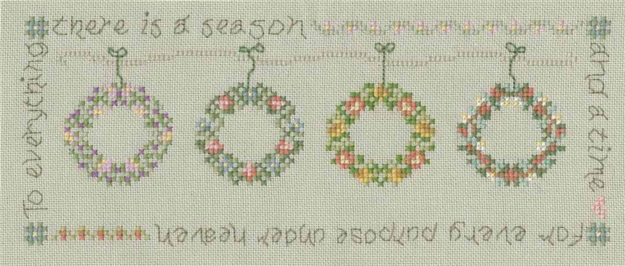 A stitched preview of the counted cross stitch pattern To Everything A Season by Gail Bussi