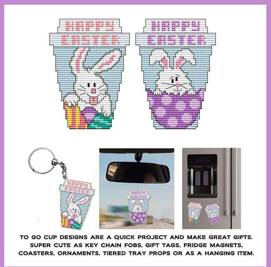 A stitched preview of the counted cross stitch pattern To Go Cup Series - EASTER by Marcia Manning