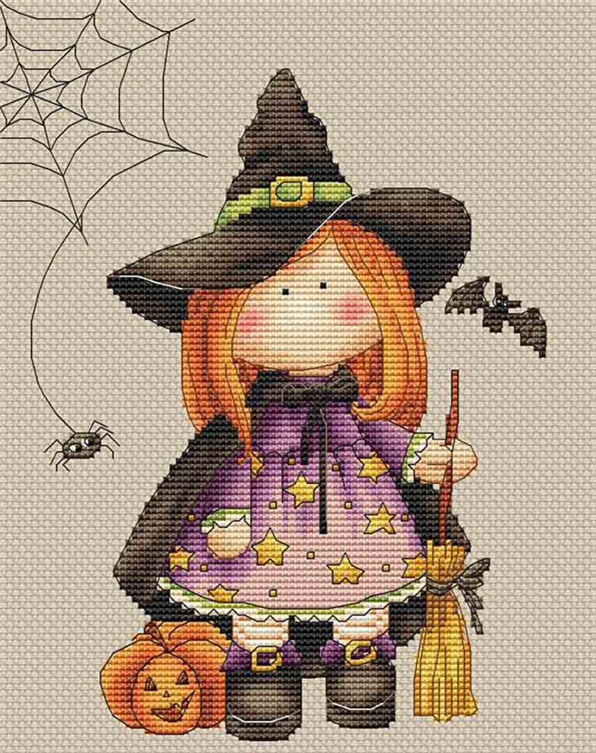 A stitched preview of the counted cross stitch pattern Trick Or Treat by Les Petites Croix De Lucie