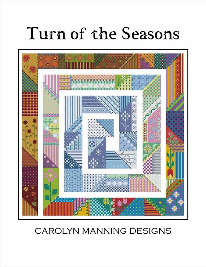 A stitched preview of the counted cross stitch pattern Turn Of The Seasons by Carolyn Manning Designs