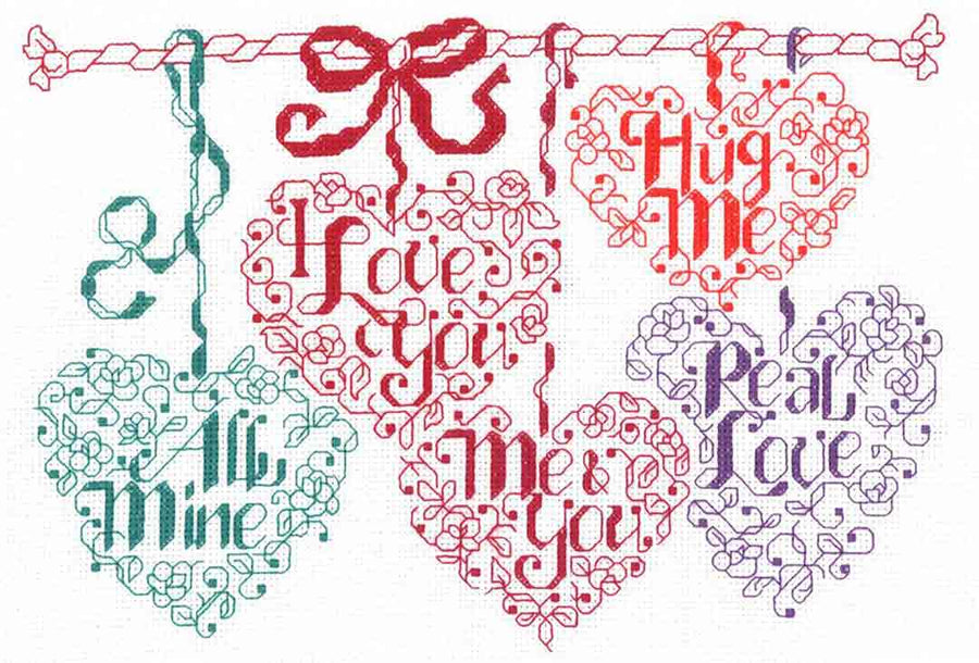 A stitched preview of the counted cross stitch pattern Valentine Candy by Ursula Michael