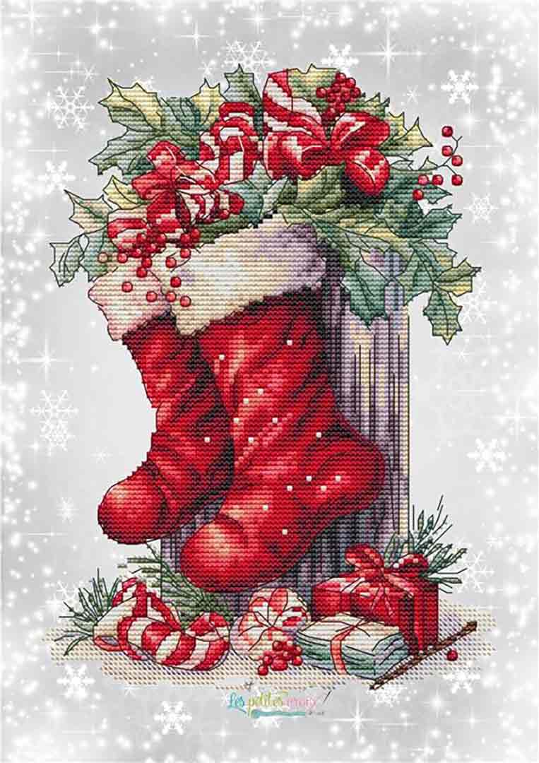 A stitched preview of the counted cross stitch pattern Waiting For Christmas by Les Petites Croix De Lucie