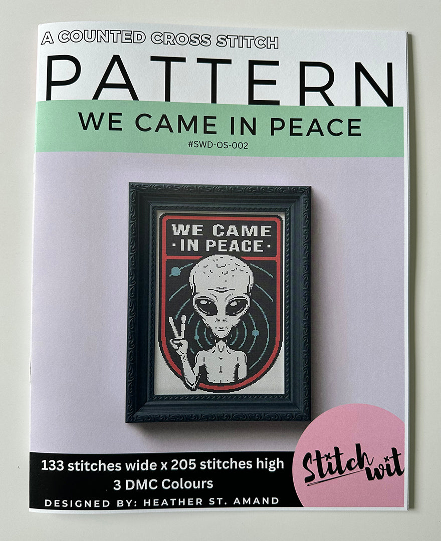 We Came In Peace: Counted Cross Stitch Pattern and Kit