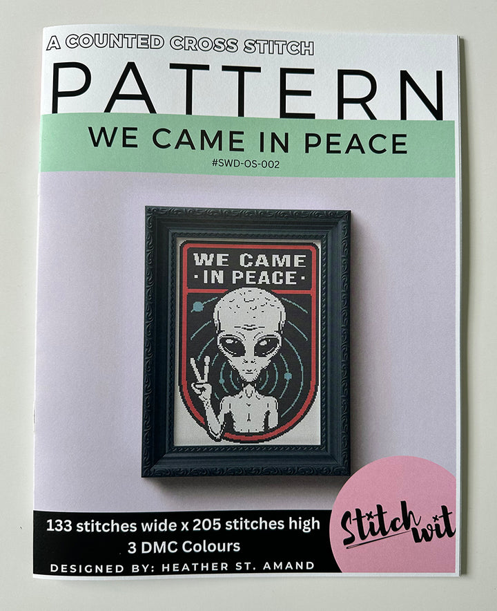 We Came In Peace: Counted Cross Stitch Pattern and Kit