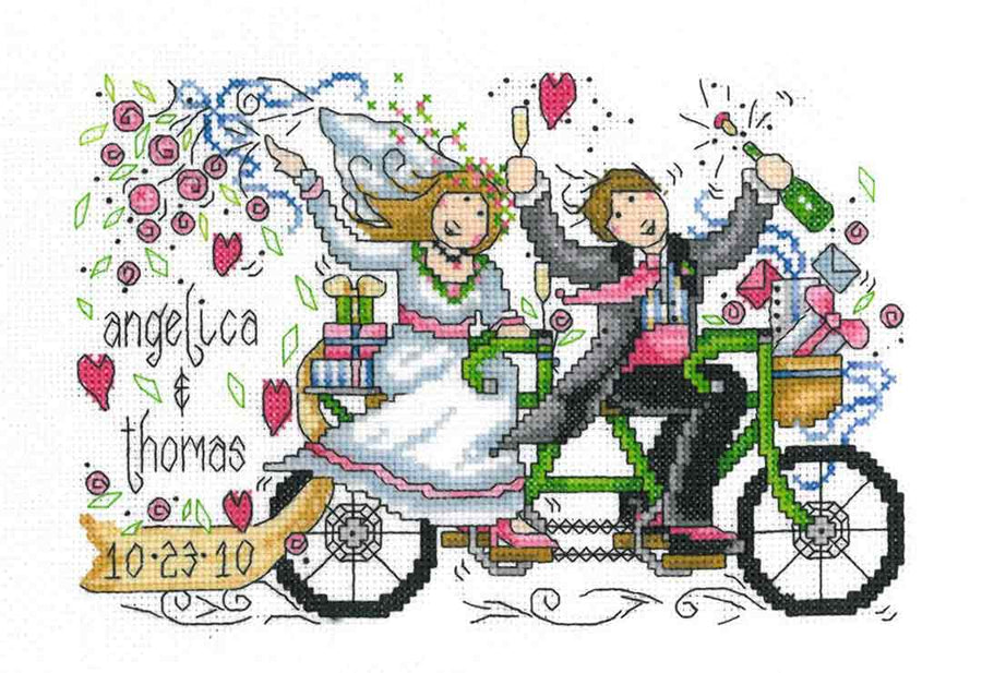 A stitched preview of the counted cross stitch pattern Wedding Ride by Joan A Elliott