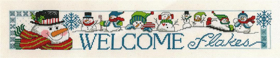 A stitched preview of the counted cross stitch pattern Welcome Flakes by Diane Arthurs