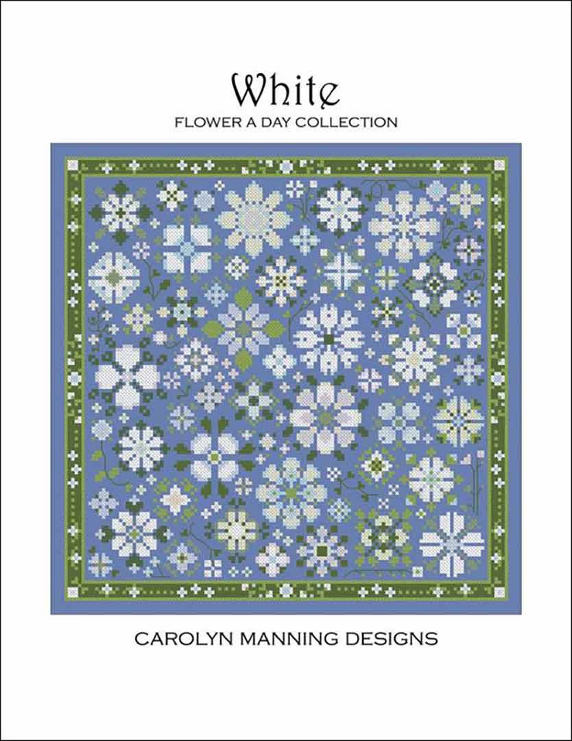 A stitched preview of the counted cross stitch pattern White (Flower A Day Collection) by Carolyn Manning Designs