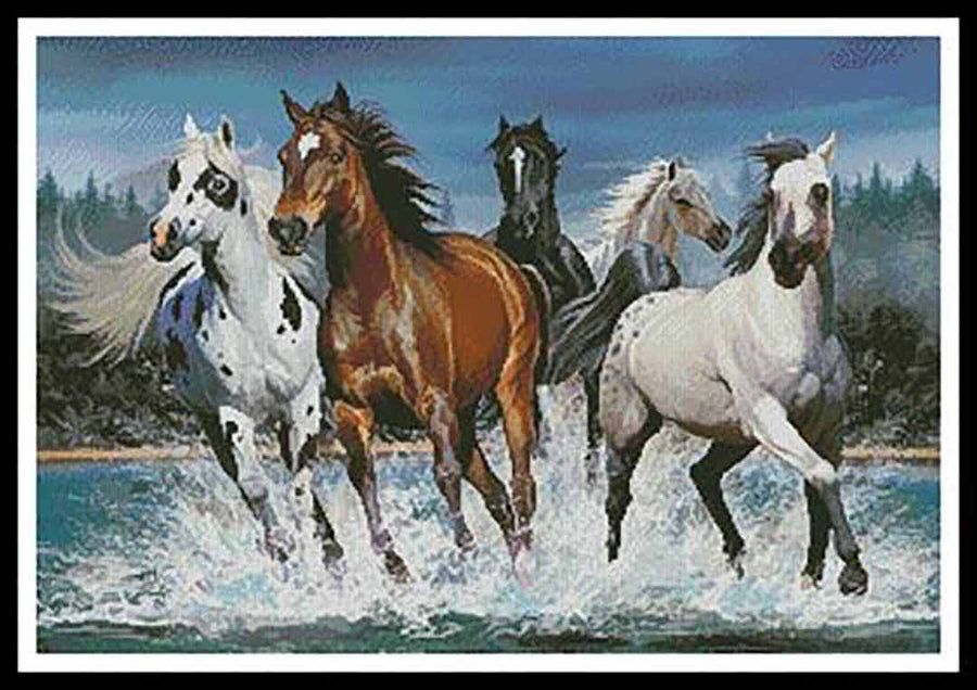 A stitched preview of the counted cross stitch pattern Wild Horses by Artecy Cross Stitch