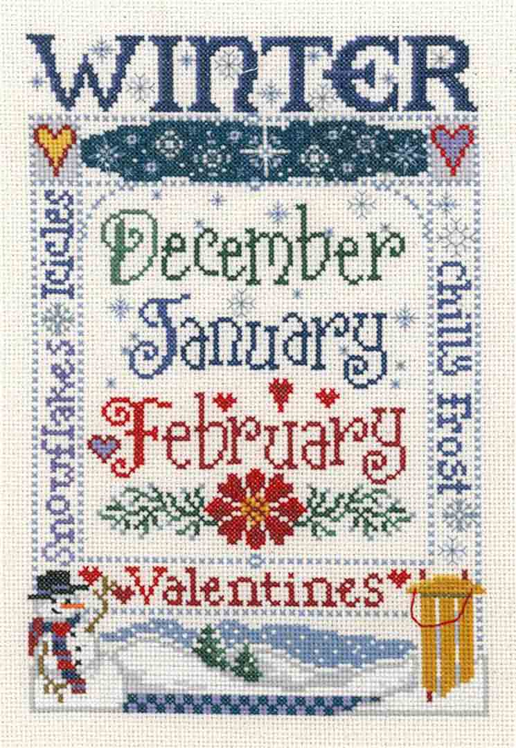 A stitched preview of the counted cross stitch pattern Winter Season by Sandra Cozzolino