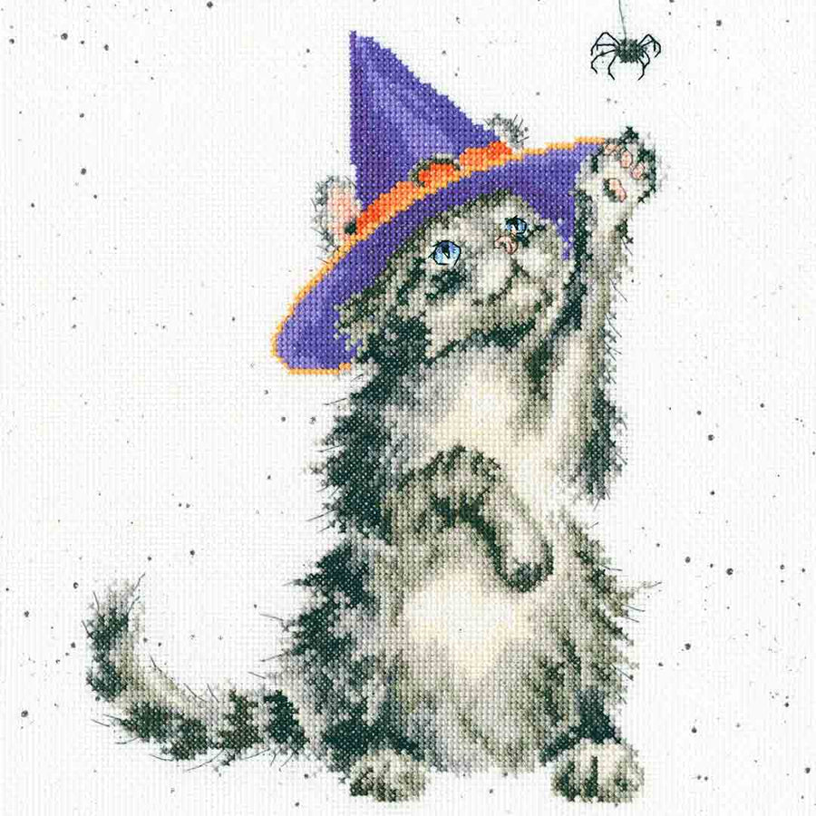 Stitched preview of The Witch's Cat Counted Cross Stitch Kit