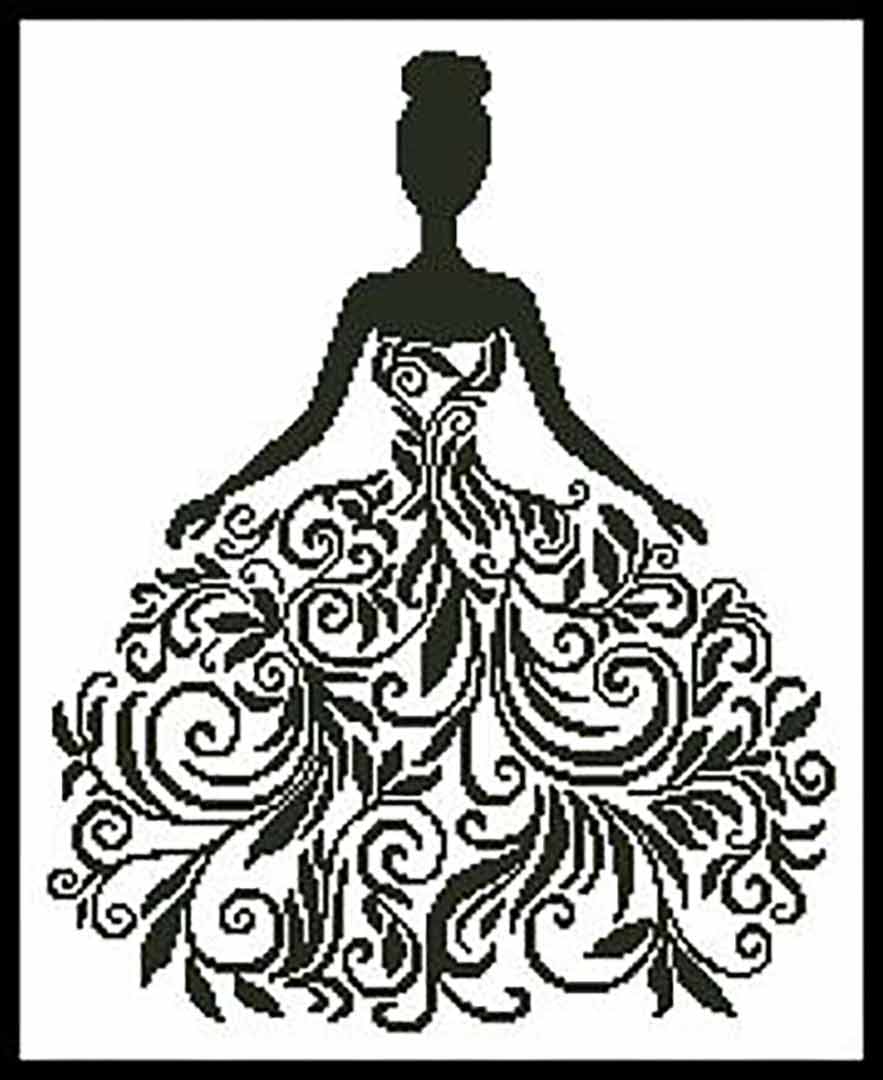 A stitched preview of the counted cross stitch pattern Woman Silhouette by Artecy Cross Stitch