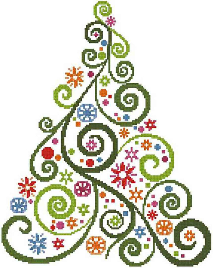 An of image of a stitched preview of the counted cross sitch pattern Abstract Christmas Tree by Artecy