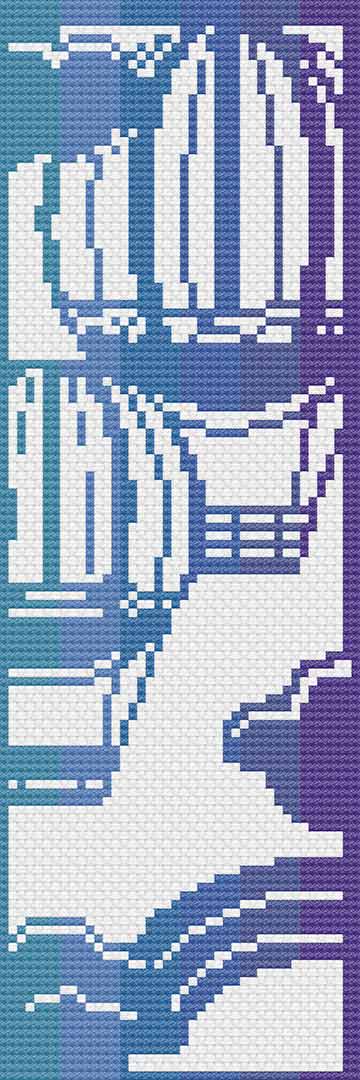 A stitched preview of the free counted cross stitch pattern Air Balloons Bookmark by Stitch Wit