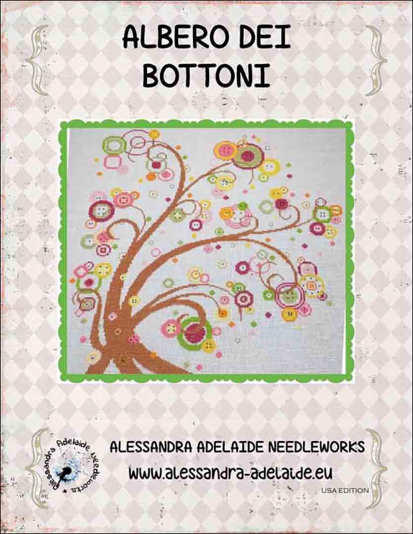 An image of the cover of the counted cross stitch pattern Albero Dei Bottoni by Alessandra Adelaide