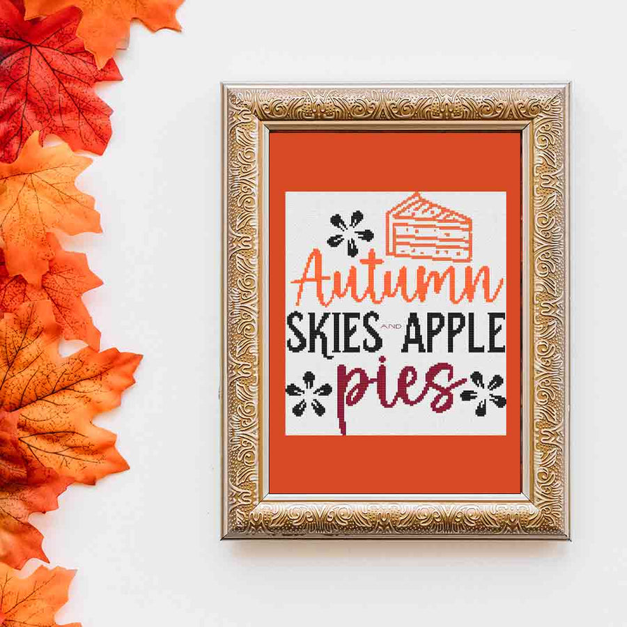A stitched preview of the counted cross stitch pattern "Autumn Skies" by Stitch Wit