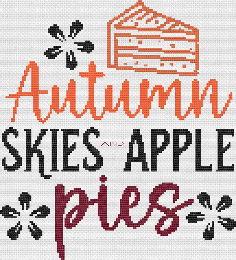 A stitched preview of the counted cross stitch pattern "Autumn Skies" by Stitch Wit
